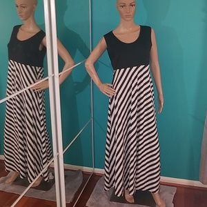 Black & white striped maxi dress